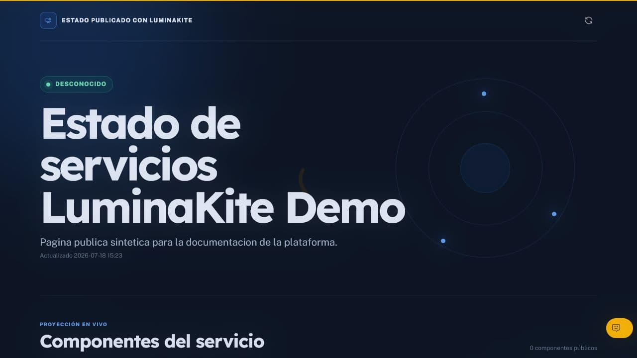 Public status page with synthetic content